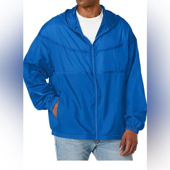 New! Bella Canvas Blue Men’s Weatherproof Lightweight Full-Zip Hooded Jacket XL - Picture 1 of 3